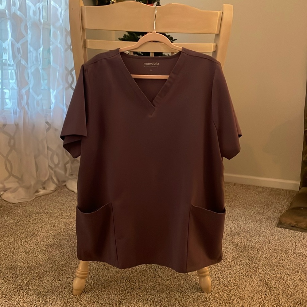 Dark purple Mandala scrub set, no markings or damage.